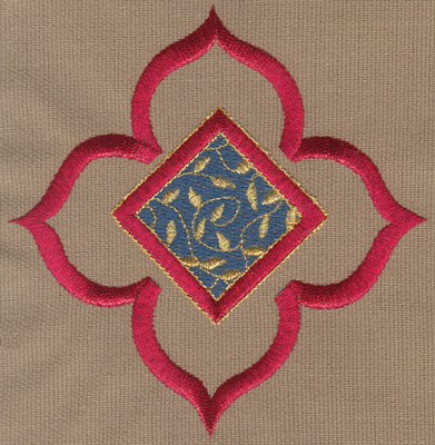 Embroidery Design: Decorative Flower with Diamond 14.87" x 5.01"