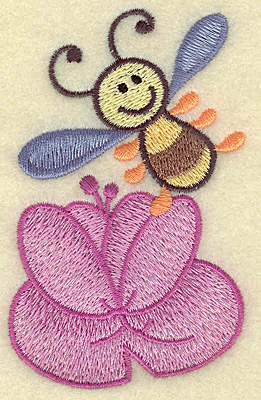 Embroidery Design: Bee with water lily 2.47w X 3.86h