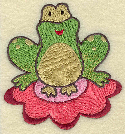 Embroidery Design: Frog on lily pad 3.53w X 3.84h