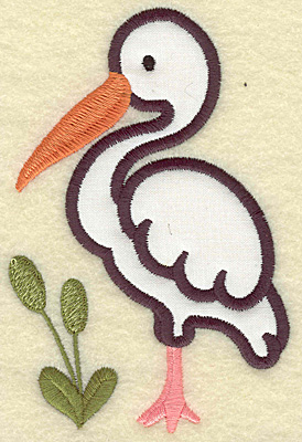 Embroidery Design: Egret applique with bull rushes 3.30w X 4.97h
