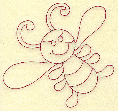 Embroidery Design: Bee redwork 3.87w X 3.61h