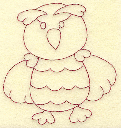 Embroidery Design: Owl redwork 3.58w X 3.85h