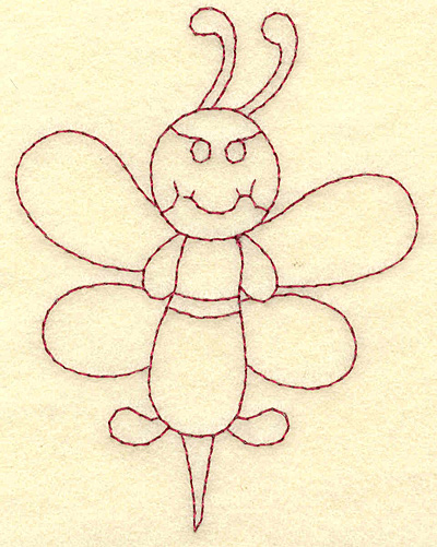 Embroidery Design: Bee redwork 2.97w X 3.88h