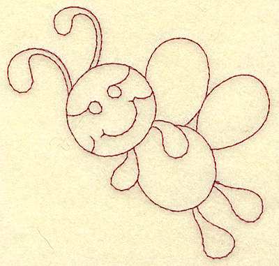 Embroidery Design: Bee redwork 3.88w X 3.68h