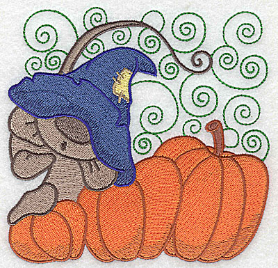 Embroidery Design: Mouse on pumpkins large 4.95w X 4.86h