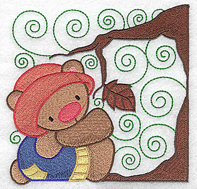Embroidery Design: Bear under tree large 4.97w X 4.95h