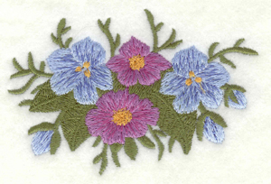 Embroidery Design: Flowers blue and mauve large3.90w X 2.60h