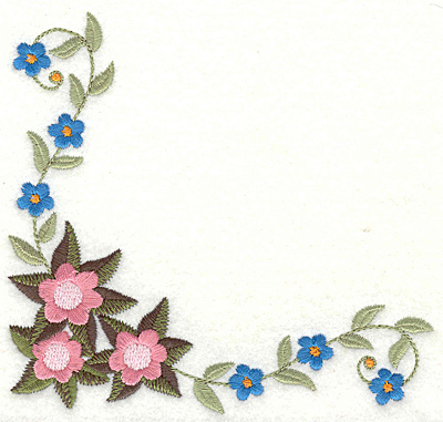 Embroidery Design: Floral corner A large 4.98w X 4.73h