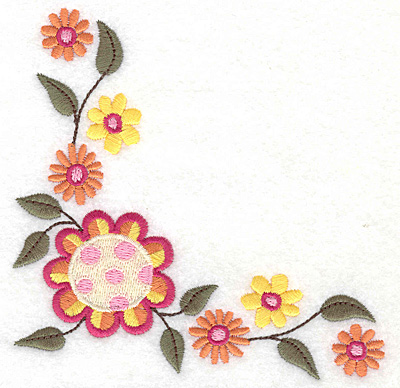 Embroidery Design: Floral corner C large 4.96w X 4.88h