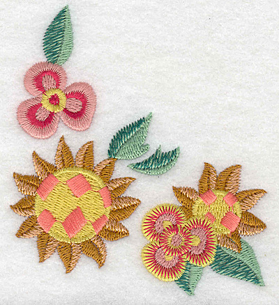Embroidery Design: Floral corner E 3.42w X 3.89h