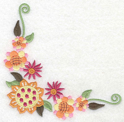 Embroidery Design: Floral corner G large 4.97w X 4.93h
