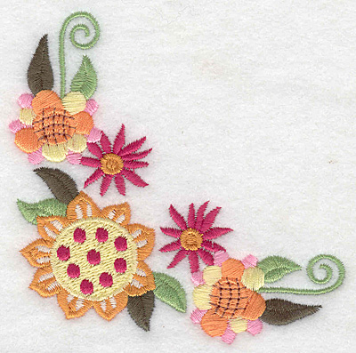Embroidery Design: Floral corner G   3.87w X 3.83h