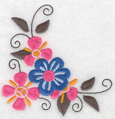 Embroidery Design: Floral corner H 3.85w X 3.87h