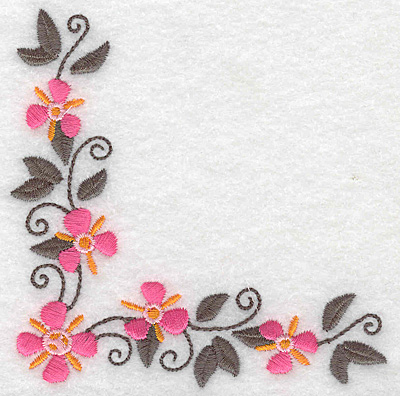 Embroidery Design: Floral corner I 3.88w X 3.89h