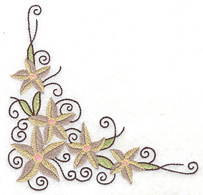 Embroidery Design: Floral corner J large 4.97w X 4.83h