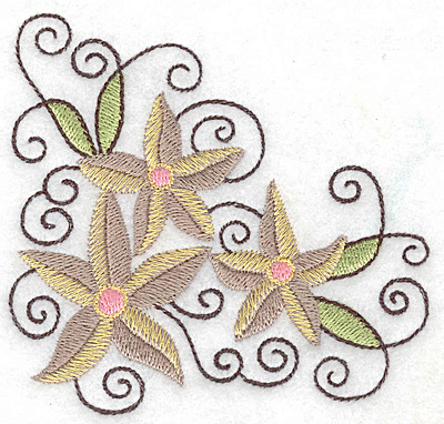 Embroidery Design: Floral corner J 3.89w X 3.71h
