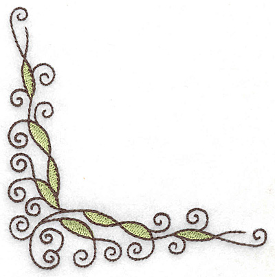Embroidery Design: Swirl corner J 3.77w X 3.87h