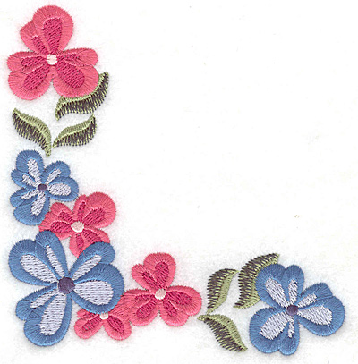 Embroidery Design: Floral corner L large 4.65w X 4.96h