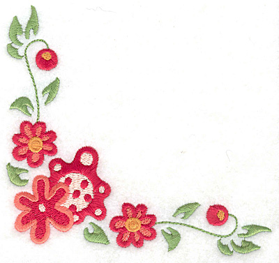 Embroidery Design: Floral corner M large 4.98w X 4.62h