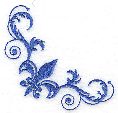 Embroidery Design: Fancy Baroque fleur-de-lys corner large 3.40w X 3.40h