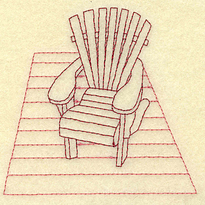 Embroidery Design: Adirondack chair on deck redwork 3.89w X 3.77h