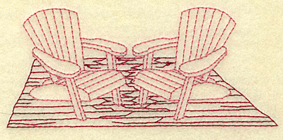 Embroidery Design: Adirondack chairs redwork 4.98w X 2.20h