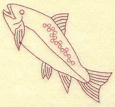 Embroidery Design: Fish A redwork  3.87w X 3.56h