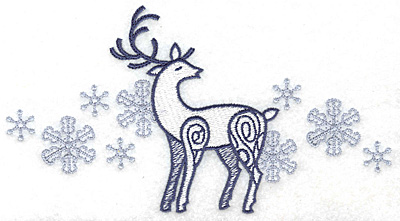 Embroidery Design: Reindeer with snowflakes large 6.95w X 3.74h