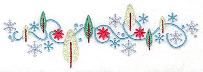 Embroidery Design: Snowflakes and trees medium 6.97w X 2.32h