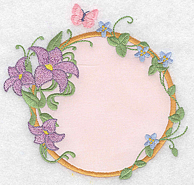 Embroidery Design: Lilies and butterfly applique 4.99w X 4.79h