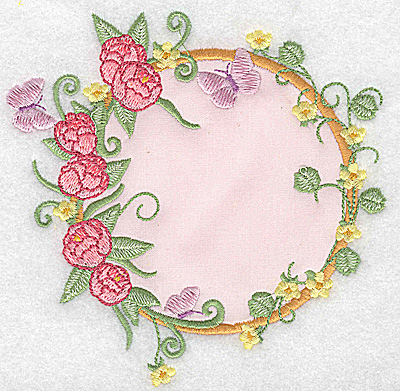Embroidery Design: Peonies and butterflies applique 4.99w X 4.94h