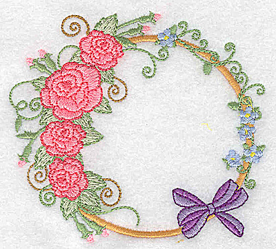 Embroidery Design: Roses and bow 3.89w X 3.52h