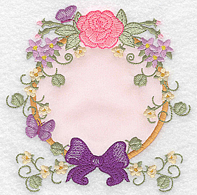 Embroidery Design: Rose bow and butterflies applique  4.86w X 4.93h