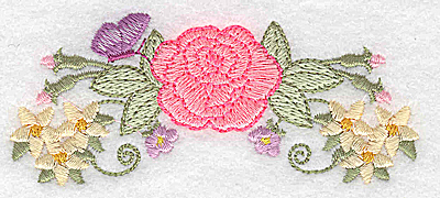 Embroidery Design: Rose and butterfly 3.88w X 1.65h