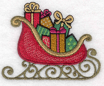 Embroidery Design: Sleigh with gifts 3.50"w X 2.78"h