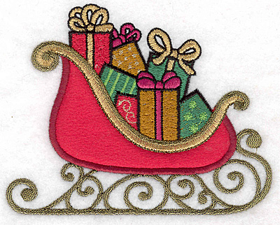 Embroidery Design: Sleigh with gifts applique 5.00"w X 3.99"h