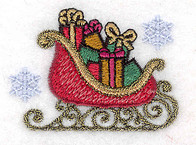 Embroidery Design: Sleigh small with snowflakes 2.30"w X 1.68"h