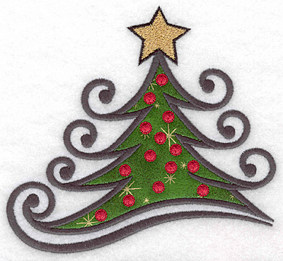 Embroidery Design: Christmas tree large applique 5.40"w X 5.00"h