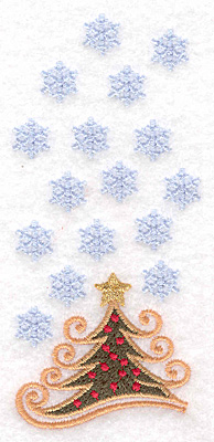 Embroidery Design: Christmas tree with snowflakes A 2.17"w X 4.79"h