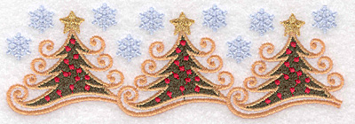 Embroidery Design: Christmas tree border 5.79"w X 1.96"h