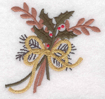 Embroidery Design: Holly decoration large 3.05"w X 2.91"h