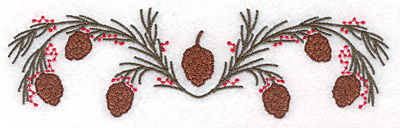 Embroidery Design: Double pine bough 7.00"w X 2.00"h