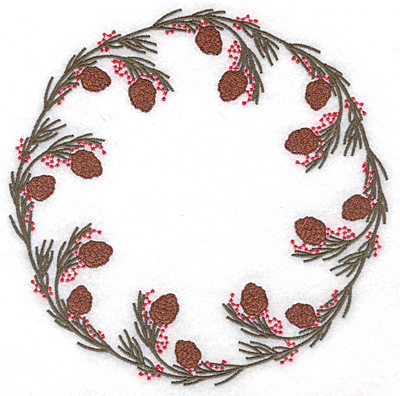 Embroidery Design: Circle of pine boughs 6.98"w X 6.98"h
