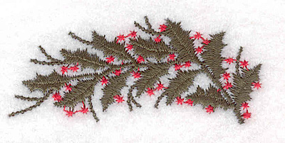 Embroidery Design: Holly bough 2.48"w X 1.08"h