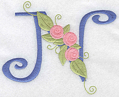 Embroidery Design: N large 5.53w X 4.46h