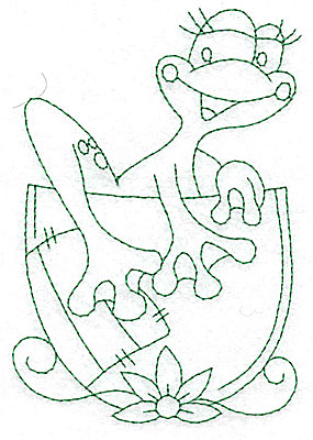 Embroidery Design: Frog climbing out of cup outlines  3.42w X 4.98h