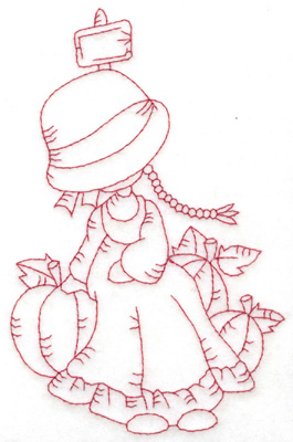 Embroidery Design: Girl with pumpkins large 3.87w X 6.05h