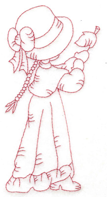 Embroidery Design: Girl catching leaf large 2.96w X 6.05h