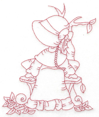Embroidery Design: Girl at bench large 4.98w X 6.02h