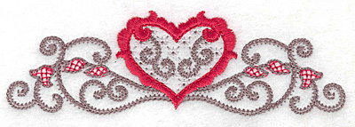 Embroidery Design: Floral Heart 101 small 4.99w X 1.53h